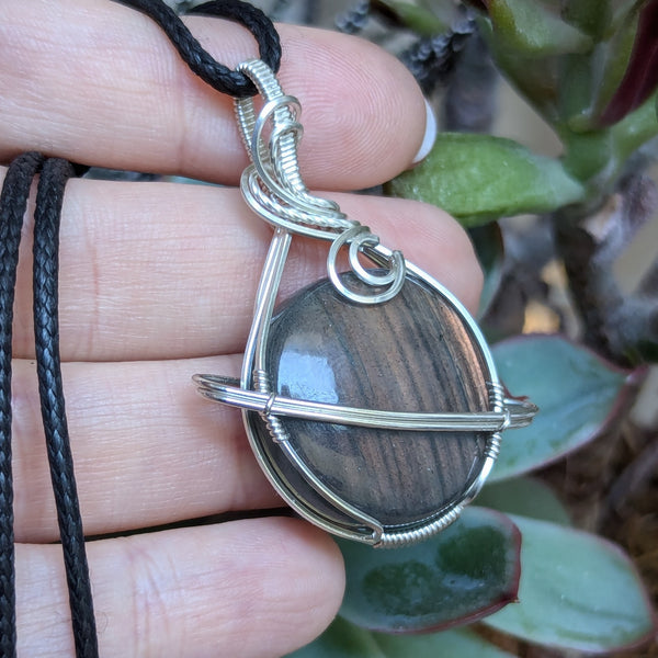 Labradorite Wire Wrapped Planet Pendant in Sterling Silver