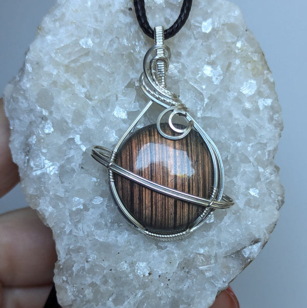 Labradorite Wire Wrapped Planet Pendant in Sterling Silver