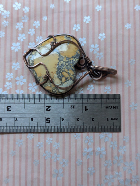 Maligano Jasper Pine Tree Wire Wrapped Pendant in Oxidized Copper