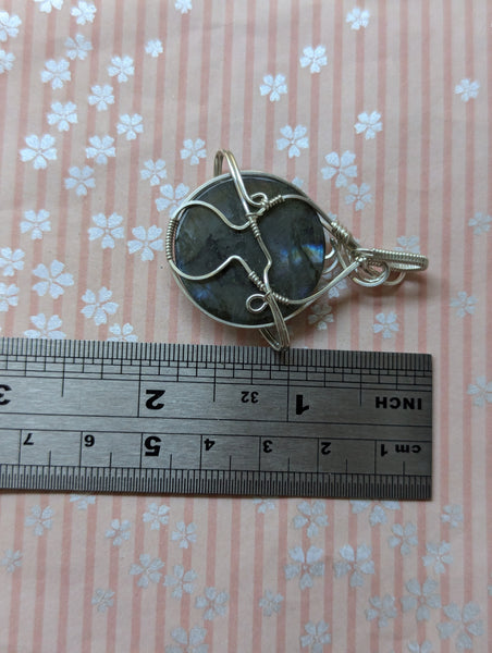 Labradorite Wire Wrapped Planet Pendant in Sterling Silver