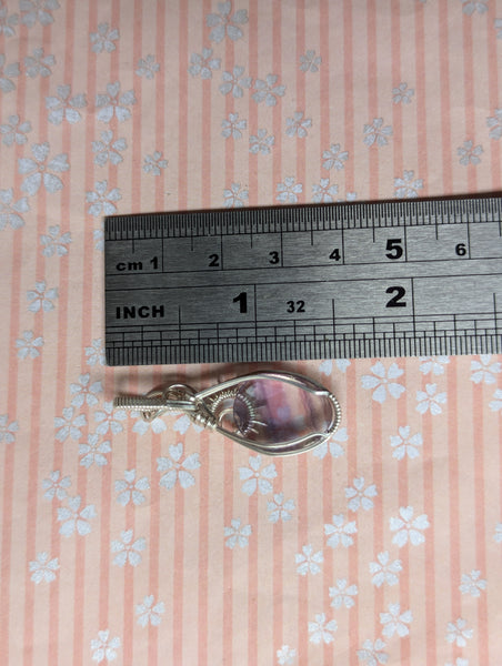 Fluorite Wire Wrapped Sterling Silver Pendant