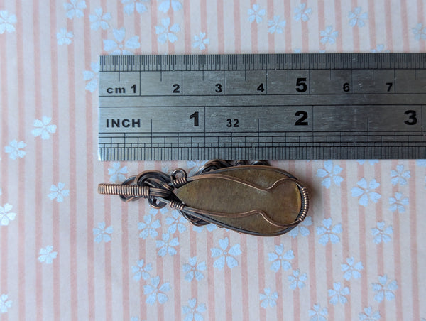 Sunstone Wire Wrapped Pendant in Oxidized Copper