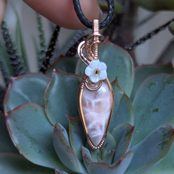 Rhodotrolite (Natrolite) Wire Wrapped Rose Gold-Fill Mini Pendant