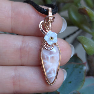 Rhodotrolite (Natrolite) Wire Wrapped Rose Gold-Fill Mini Pendant