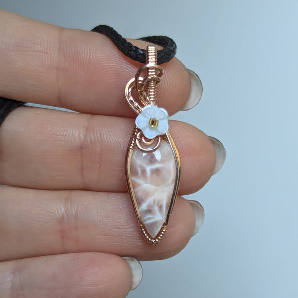 Rhodotrolite (Natrolite) Wire Wrapped Rose Gold-Fill Mini Pendant