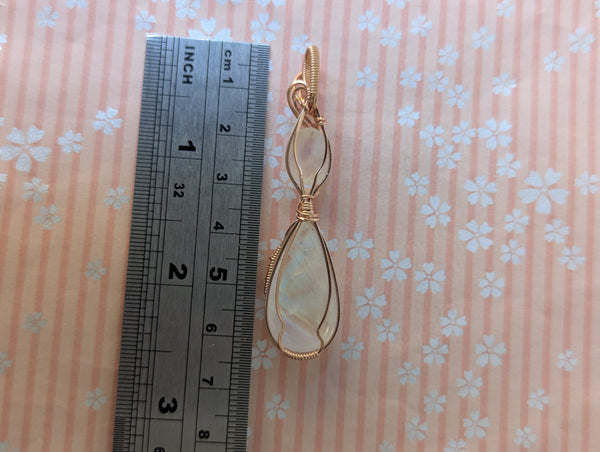 Rainbow Moonstone Wire Wrapped Rose Gold-Fill Pendant