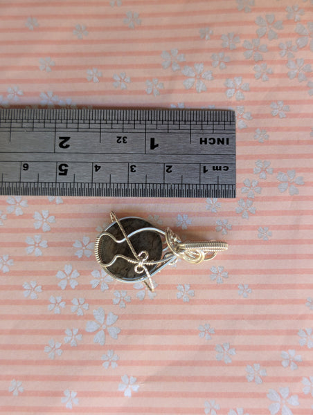 Mini Labradorite Planet Wire Wrapped Sterling Silver Pendant