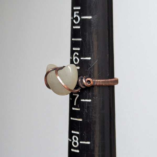 Crescent Moonstone Size 6.5 Ring in Oxidized Copper