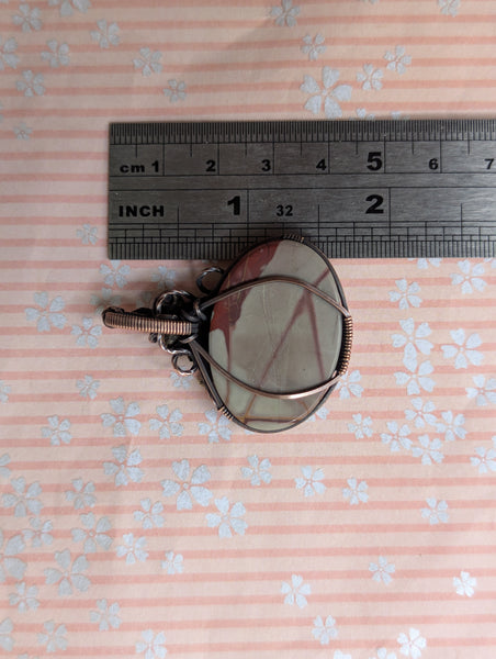 Picasso Jasper Pumpkin Wire Wrapped Pendant in Oxidized Copper