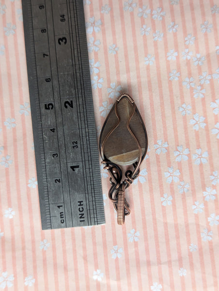 Sunstone Wire Wrapped Pendant in Oxidized Copper