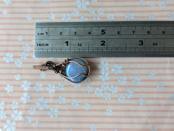 Tourmalinated Quartz Doublet Wire Wrapped Pendant in Oxidized Copper