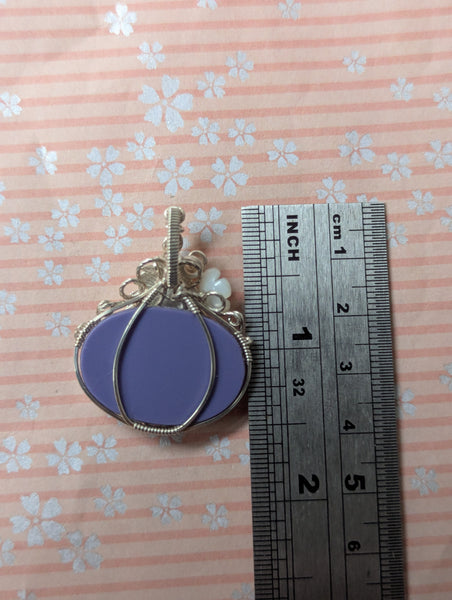 Plume Agate Doublet Pumpkin Wire Wrapped Pendant in Sterling Silver