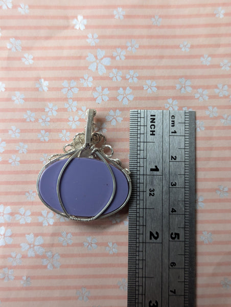 Plume Agate Doublet Pumpkin Wire Wrapped Pendant in Sterling Silver