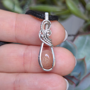 Sunstone Wire Wrapped Mini Pendant in Sterling Silver