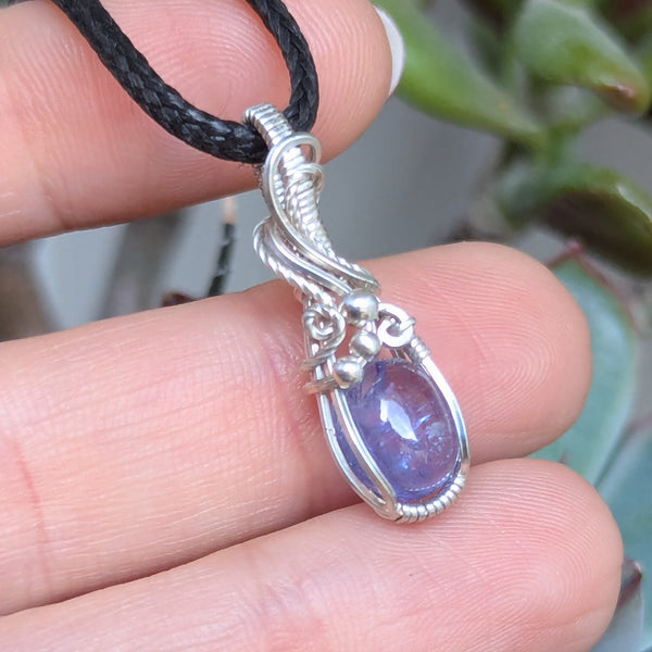 Tanzanite Mini Wire Wrapped Sterling Silver Pendant