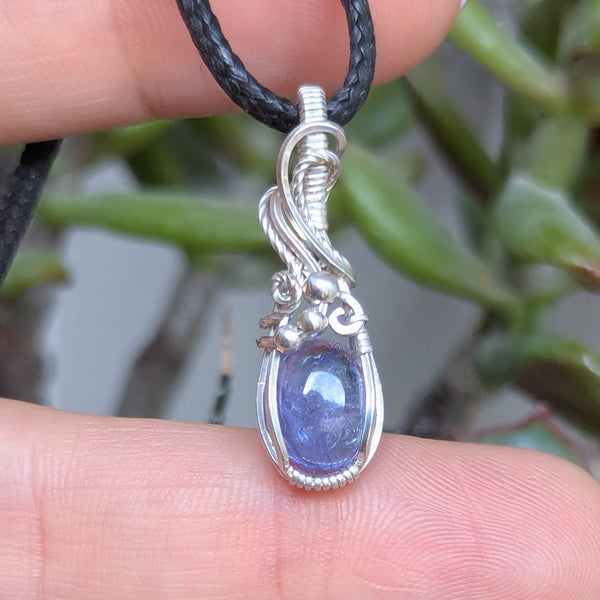 Tanzanite Mini Wire Wrapped Sterling Silver Pendant