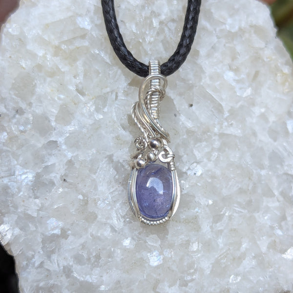 Tanzanite Mini Wire Wrapped Sterling Silver Pendant