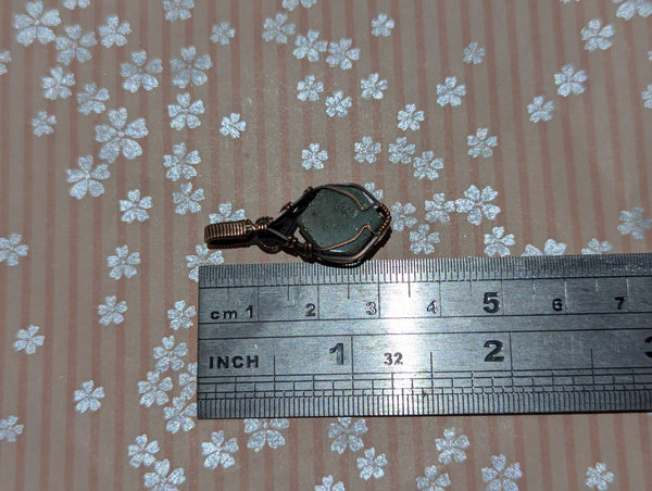 Green Aventurine Wire Wrapped Mini Pendant in Oxidized Copper