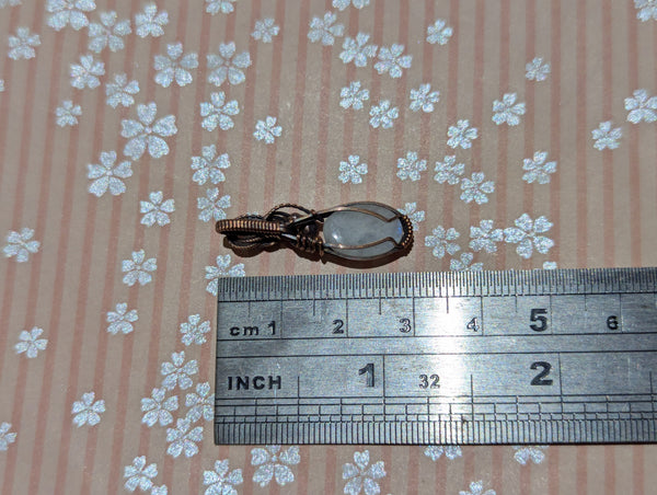Rainbow Moonstone Wire Wrapped Mini Pendant in Oxidized Copper