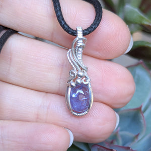 Tanzanite Mini Wire Wrapped Sterling Silver Pendant
