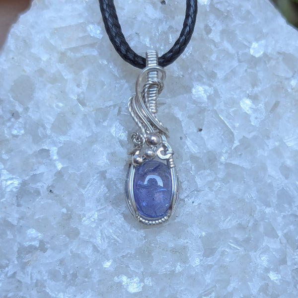 Tanzanite Mini Wire Wrapped Sterling Silver Pendant