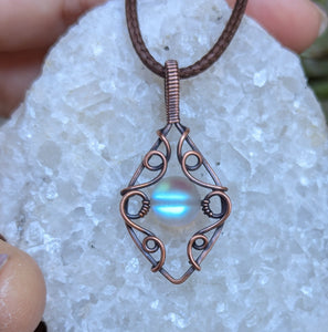 Swirly Wire Wrapped Oxidized Copper Pendant