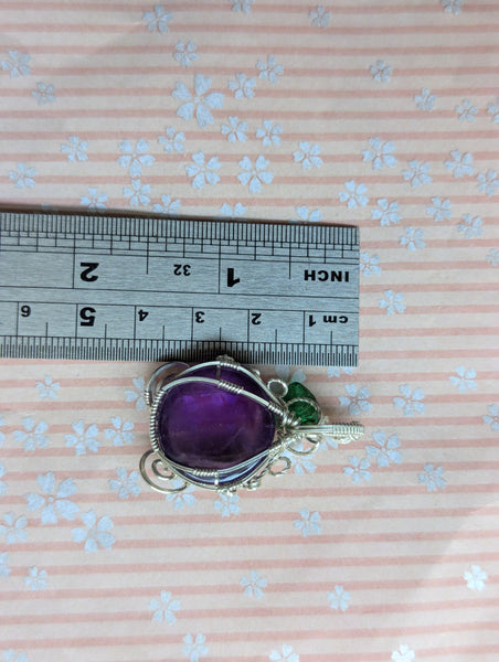 Amethyst Pumpkin Carriage Wire Wrapped Sterling Silver Pendant