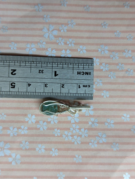 Apatite Rutile Quartz Doublet Mini Wire Wrapped Sterling Silver Pendant
