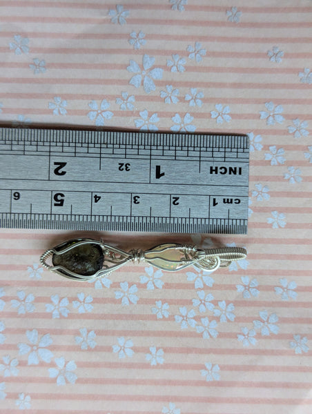 Welo Opal & Rose Cut Moldavite Wire Wrapped Sterling Silver Pendant