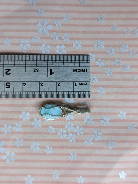 Larimar Mini Wire Wrapped Sterling Silver Pendant