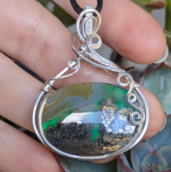 Marcasite Doublet Wire Wrapped Pendant in Sterling Silver