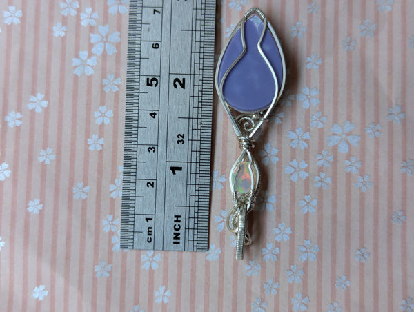Plume Agate Doublet & Welo Opal Wire Wrapped Pendant in Sterling Silver