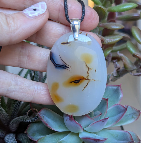 Dendritic Agate Sterling Silver Pendant