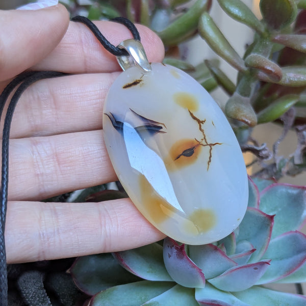 Dendritic Agate Sterling Silver Pendant