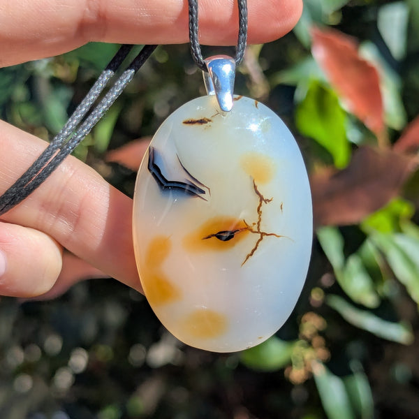Dendritic Agate Sterling Silver Pendant