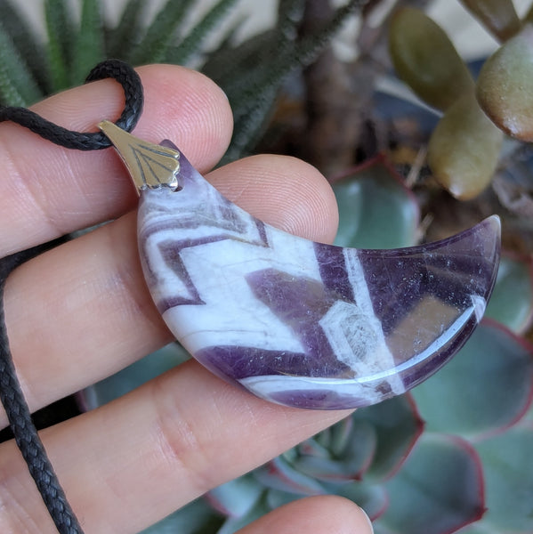 Amethyst Crescent Moon Sterling Silver Pendant