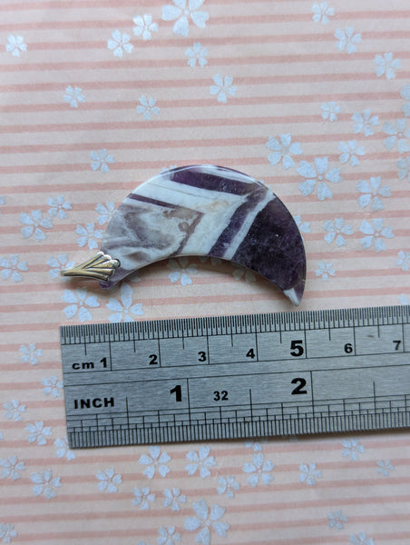 Amethyst Crescent Moon Sterling Silver Pendant