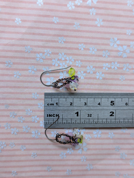 Flower Basket Wire Wrapped Earrings in Oxidized Copper