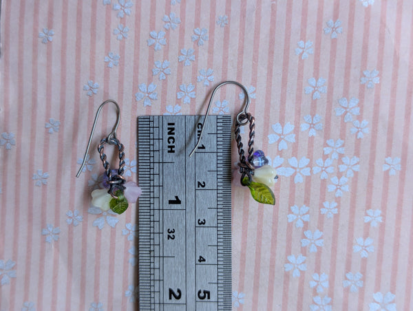 Flower Basket Wire Wrapped Earrings in Oxidized Copper