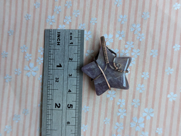 Amethyst Star Wire Wrapped Pendant in Oxidized Copper