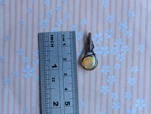 Welo Opal Wire Wrapped Oxidized Copper Mini Pendant