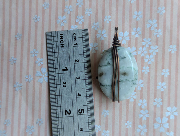 Tree Jasper Flower Bouquet Pendant in Oxidized Copper