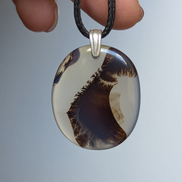 Dendritic Agate Sterling Silver Pendant