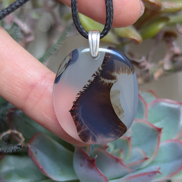 Dendritic Agate Sterling Silver Pendant