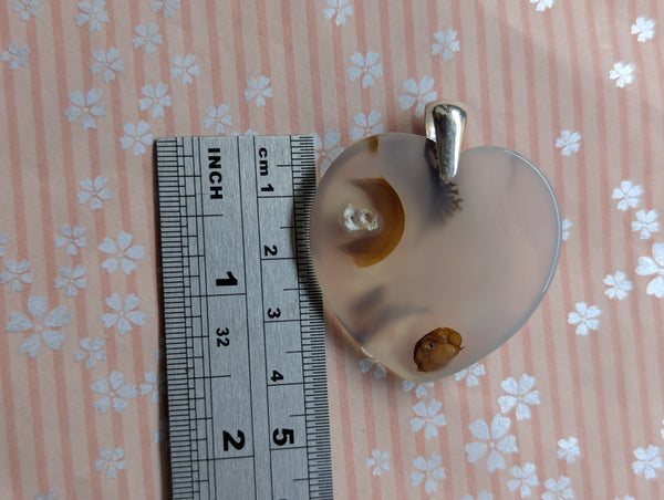 Dendritic Agate Heart Sterling Silver Pendant