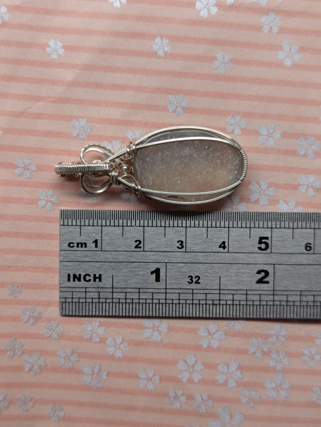 Grey Lattice Moonstone Wire Wrapped Pendant in Sterling Silver