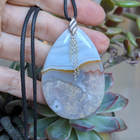 Agate Statement Pendant in Sterling Silver