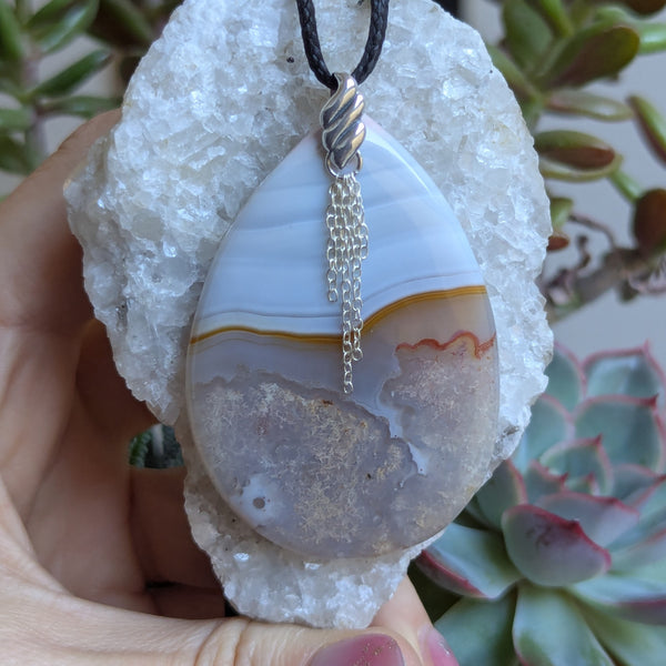 Agate Statement Pendant in Sterling Silver