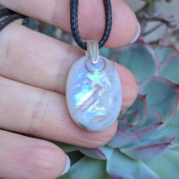 Rainbow Moonstone Pendant in Sterling Silver