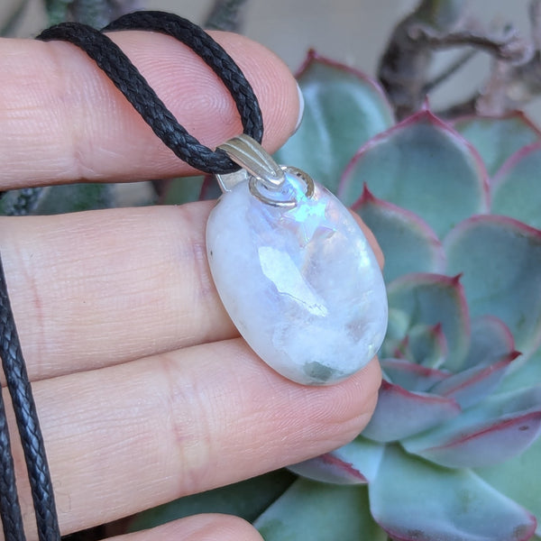 Rainbow Moonstone Pendant in Sterling Silver